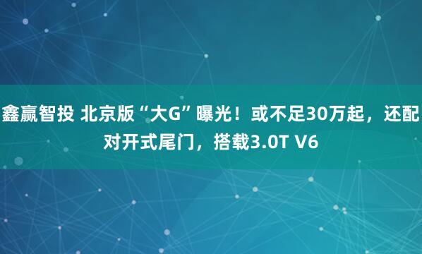 鑫赢智投 北京版“大G”曝光！或不足30万起，还配对开式尾门，搭载3.0T V6